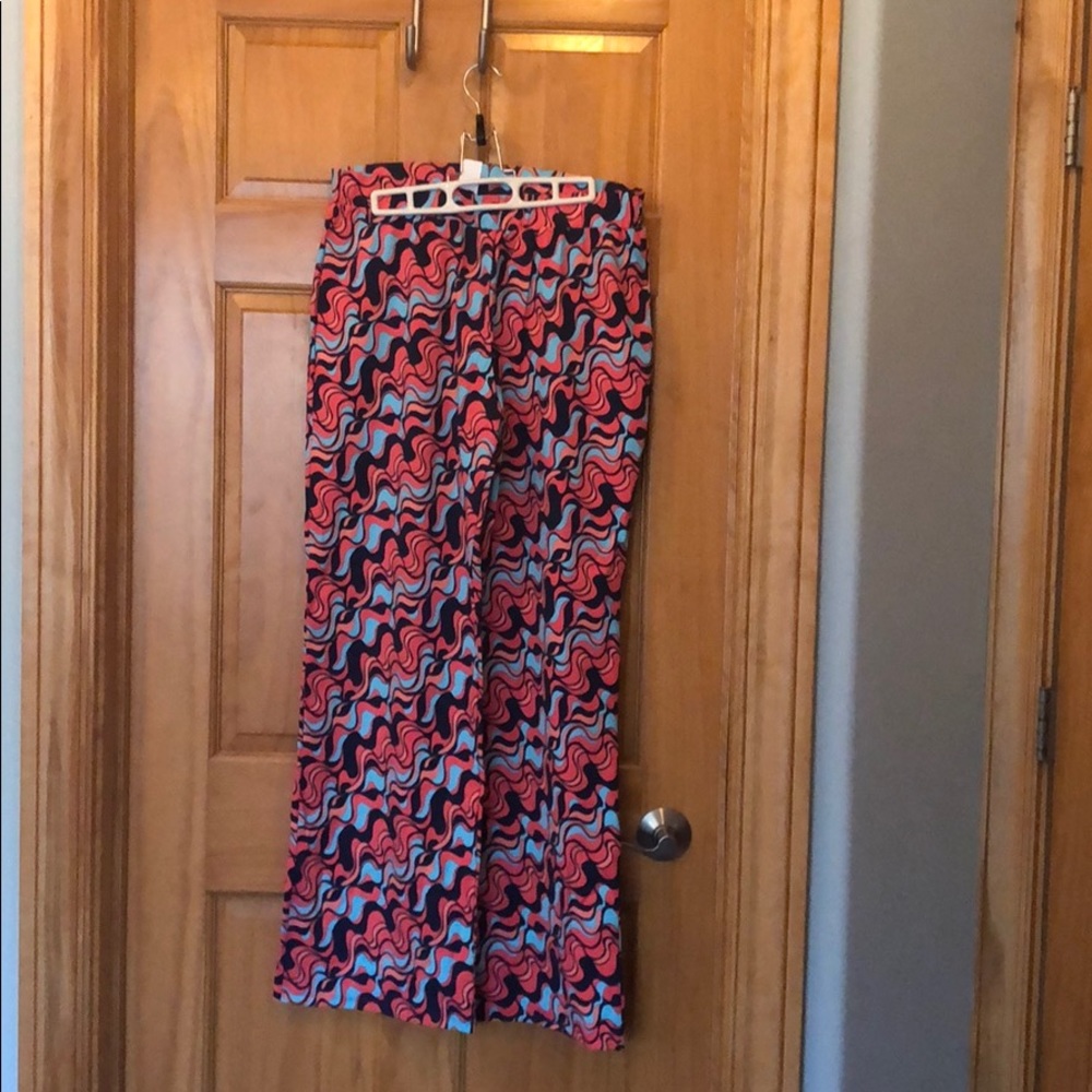 Katherine Way pants L coral navy blue